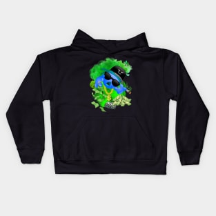 GREEN MAN BLUE EMOJI FACE DESIGN Kids Hoodie